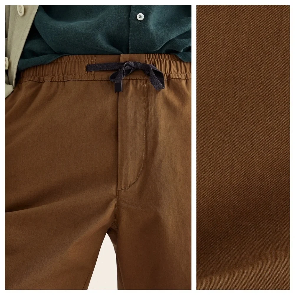 NWT. Massimo Dutti Brown Technical Cotton Poplin Bermuda Shorts. Size M.